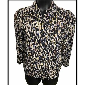 BEACH LUNCH LOUNGE Alana Button Down Abstract Long Sleeve XSmall New With Tag